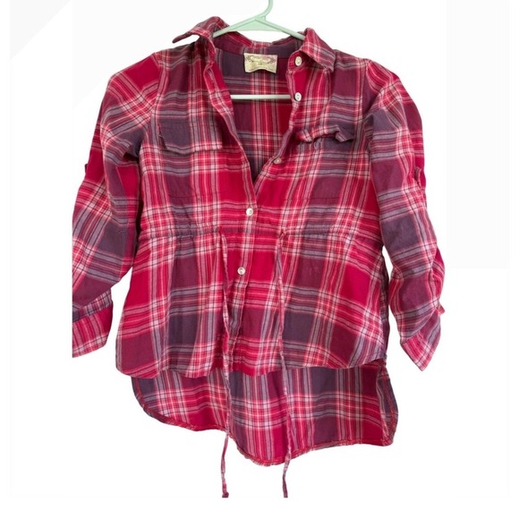 Mia Joy Kids Plaid Button Down Shirt with Tie Front Size 10 - Picture 2 of 3